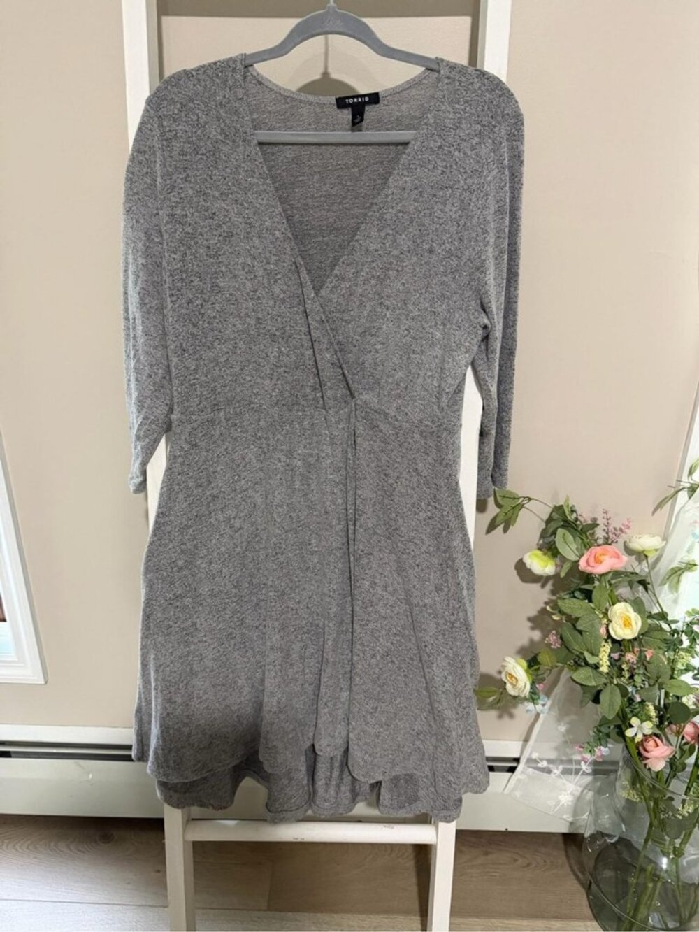 Gray Wrap-Style Long Sleeve